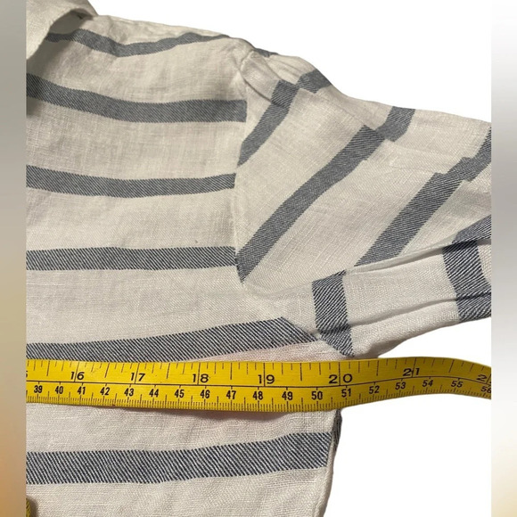 Viola Borghi Made in Italy Striped Button Down Linen Tunic Top - Picture 7 of 8
